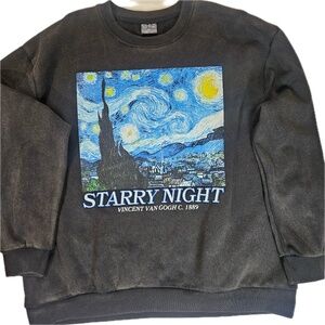 Vincent Van Gogh Starry Night Sweatshirt Womens 2XL Black Pullover Art Graphic